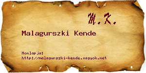 Malagurszki Kende névjegykártya
